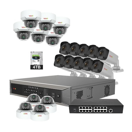 Revo America Ultra Plus HD 32 Channel 4TB NVR Surveillance System with 20 x 4 Megapixel Cameras RUP321MD10GB10G-4T